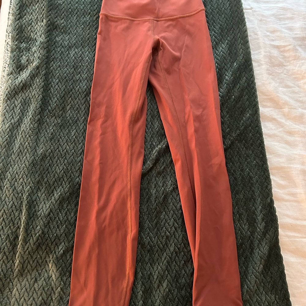 Lululemon Rust Orange High-Waisted wonder train Leggings